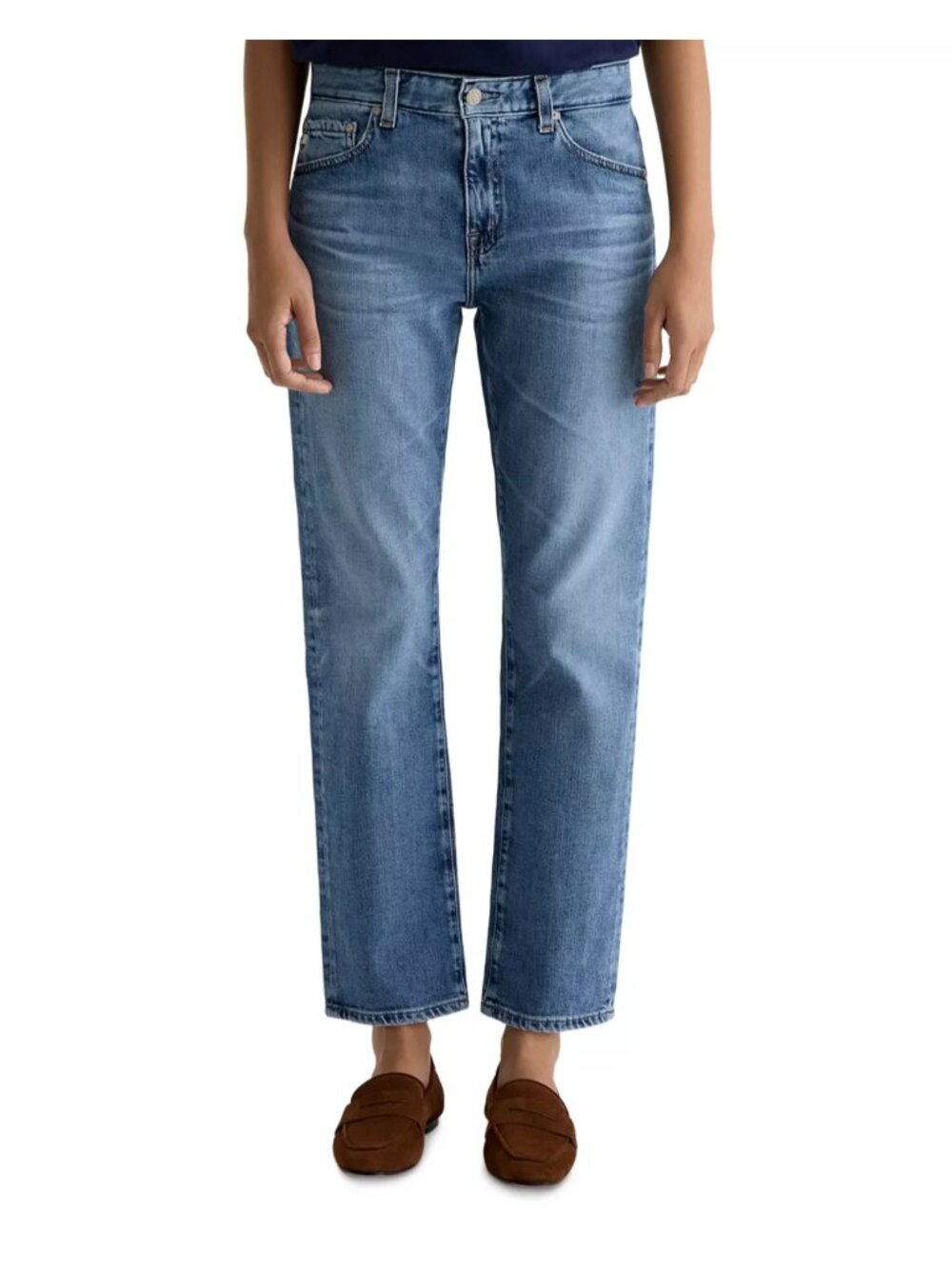 Ag Adriano Goldschmied Women's Medium Blue Straight-Leg Jeans